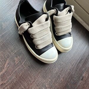 Rick Owens Black and Cream Sneakers